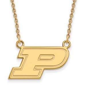 14k Gold Plated Silver Purdue Small Initial P Pendant Necklace